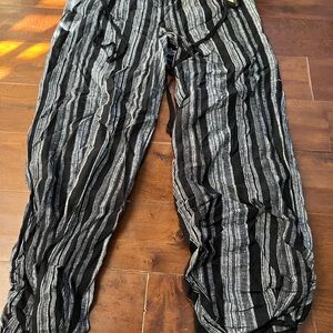 Black and Gray Striped Cargo Pants